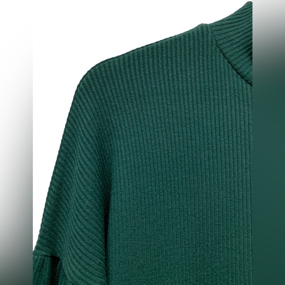 Melloday ribbed sweater knit dress, mock neck, puff, green, size XL - Picture 4 of 6